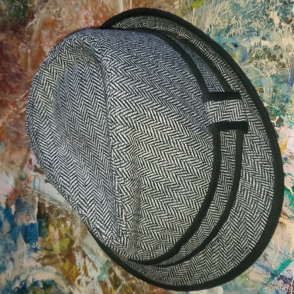 Classic Black and Gray Herringbone Fedora